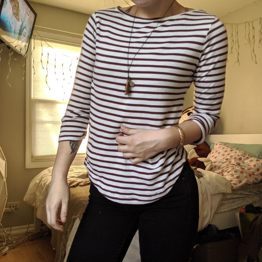 Striped Half Sleeve Ann Taylor Top